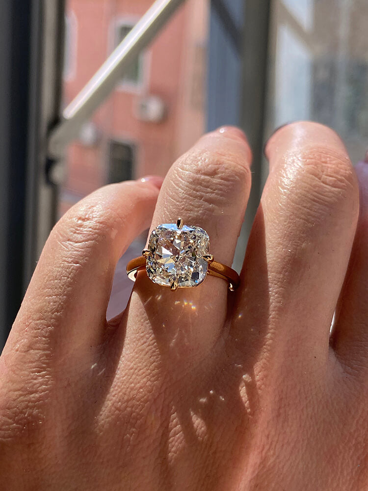 Aureline-Jewelry 5 Carat Cushion Cut Lab Diamond Ring 14K Gold