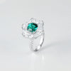 Aureline-Jewelry Lab-Grown Emerald Ring with White Sapphire Mosaic Setting In 14k Gold