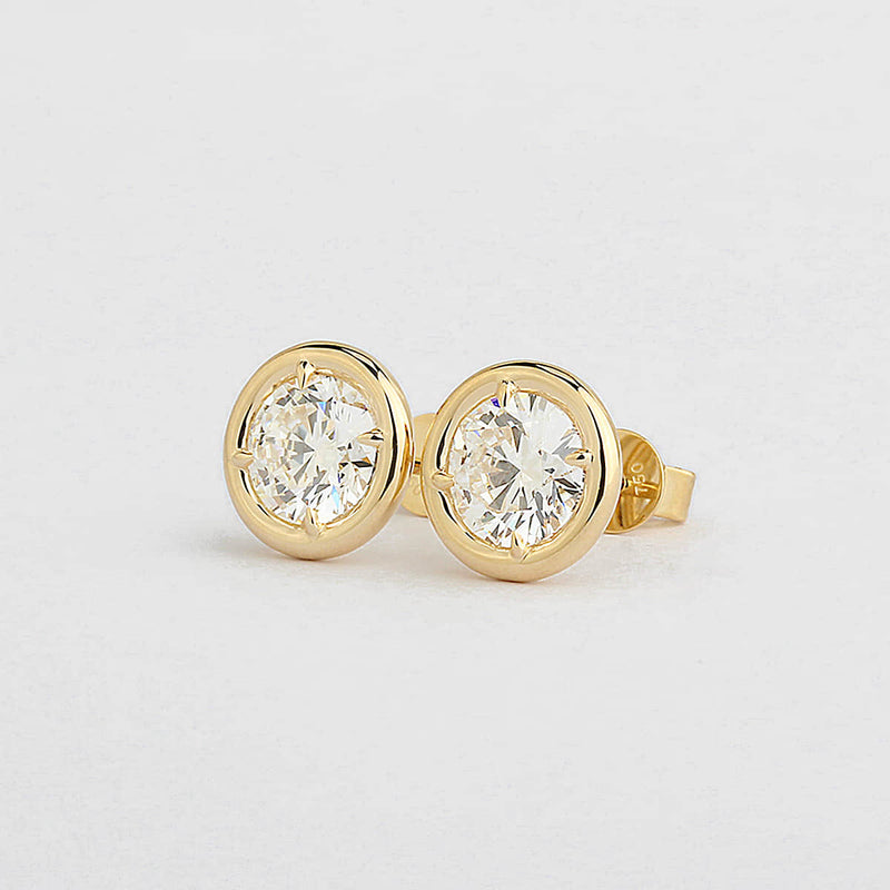 Aureline-Jewelry Bezel Round Lab-Grown Diamond Earring Studs (2.01 Ct. Tw.)