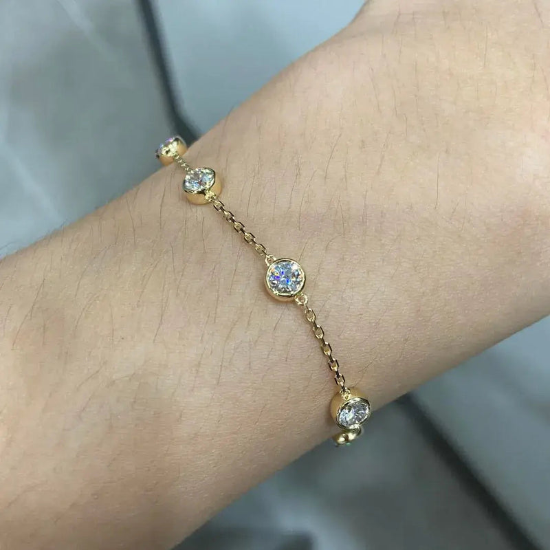 Aureline-Jewelry Each 0.3-carat Lab-Grown Diamond Bezel Setting 6 Stones Bracelet