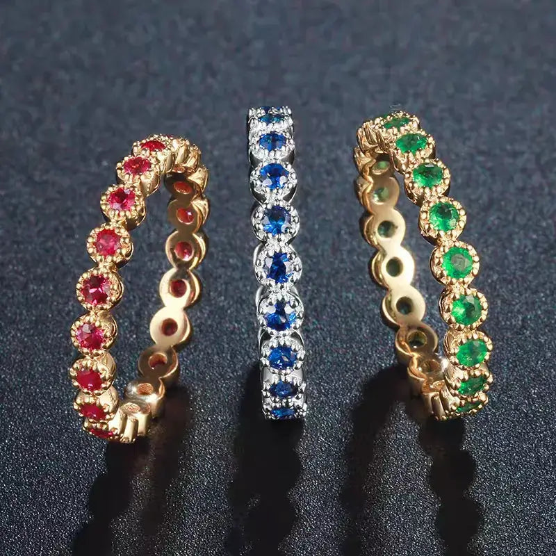 Aureline-Jewelry NOZBO 18K Gold Ruby, Emerald, Sapphire Band Ring