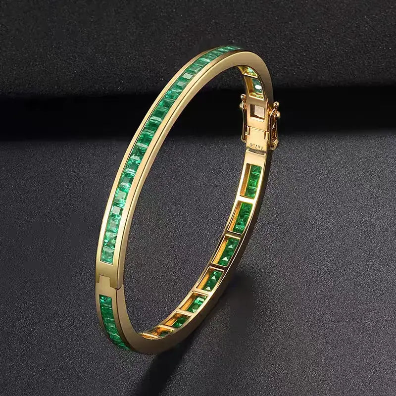 Aureline-Jewelry NOZBO Natural Emerald Bangle 18K Gold