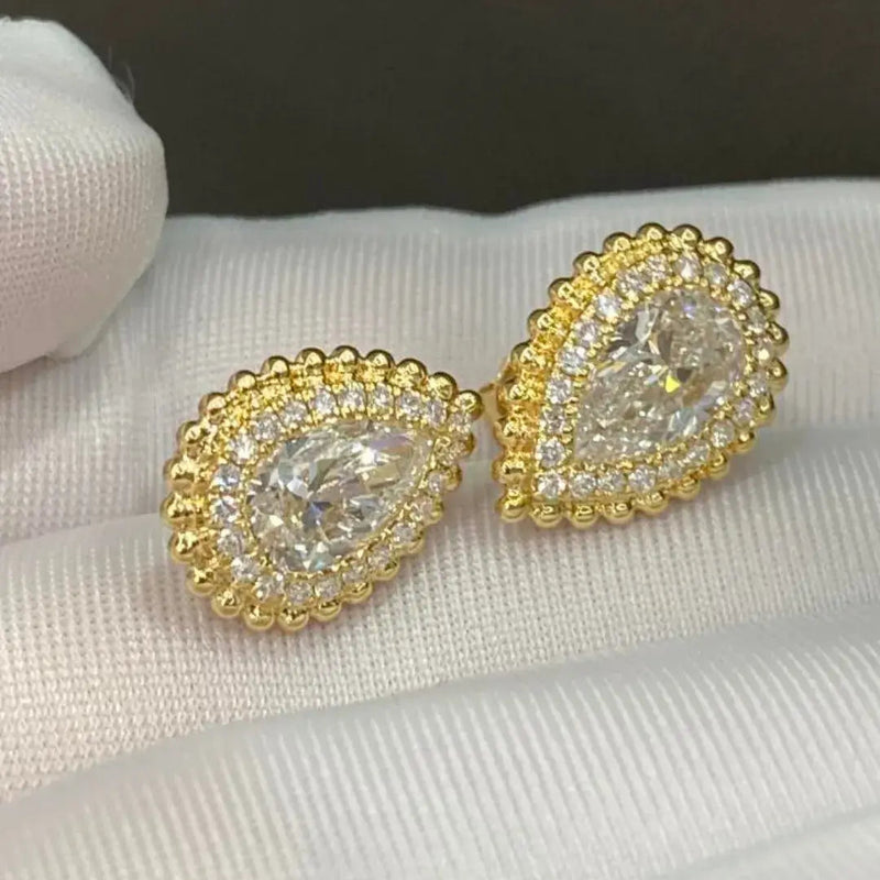 Aureline-Jewelry Unique Pear Cut Lab Diamond Teardrop Stud Earrings (2.00 Ct. Tw.)