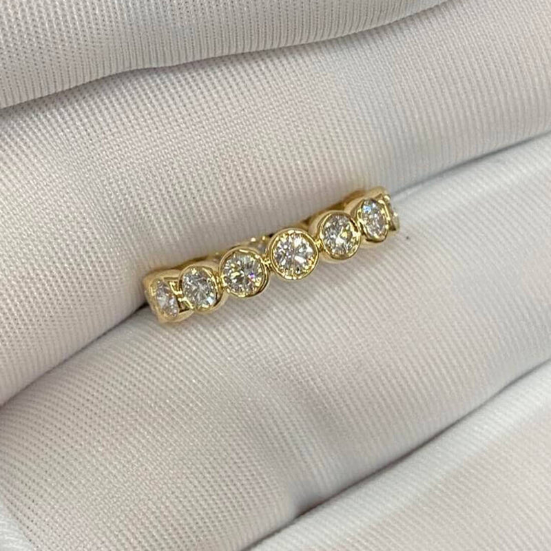 Aureline-Jewelry 1.2 CTW Lab Diamond Eternity Ring Stackable Ring Bezel Set