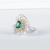 Aureline-Jewelry 2in1 Convertible Green Lab Emerald Diamond Ring&Pendant 14K Gold