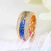Aureline-Jewelry Natural Sapphire Rainbow Band Invisible-Setting with Diamonds in 18K Gold