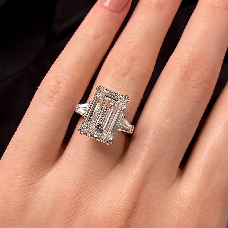 Aureline-Jewelry Emerald Cut Three Stone Lab-Grown Diamond Ring (11 CTW F/VS1)