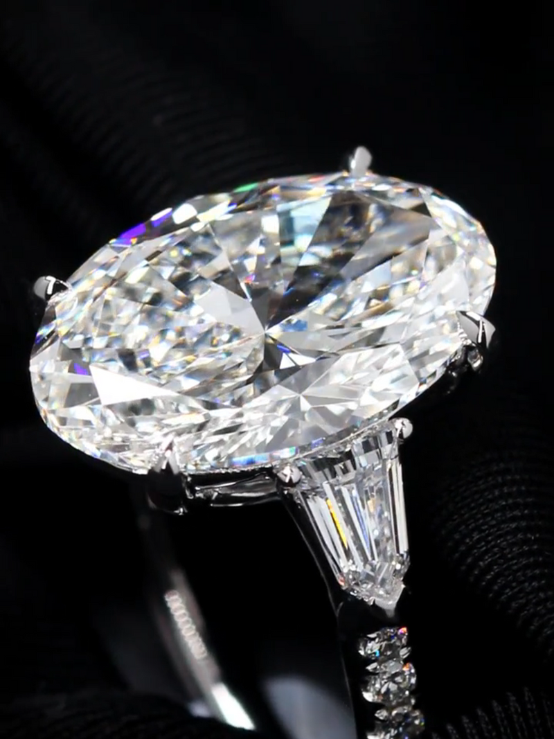 Aureline-Jewelry 8 carat Pear Cut Lab Diamond Three Stone Ring