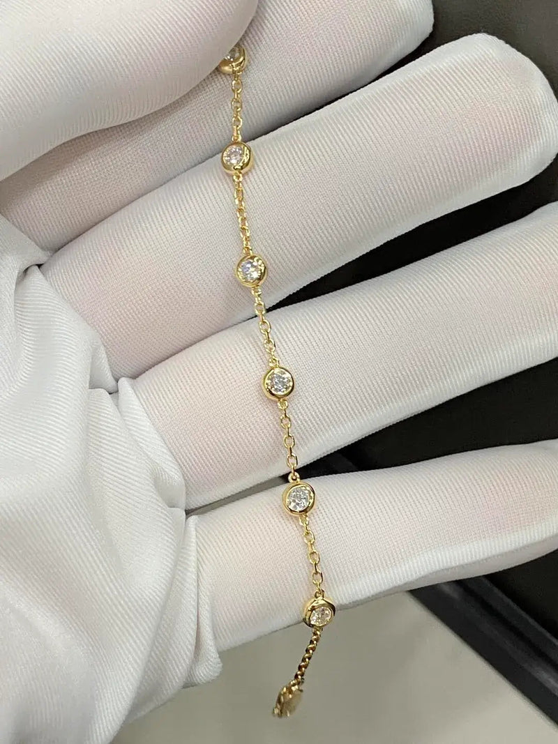 Aureline-Jewelry 0.8Ct.Tw Bezel Lab Grown Diamond Bracelet