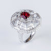 Aureline-Jewelry Lab Grown Ruby And Diamond White Crystal Ring 14K Gold
