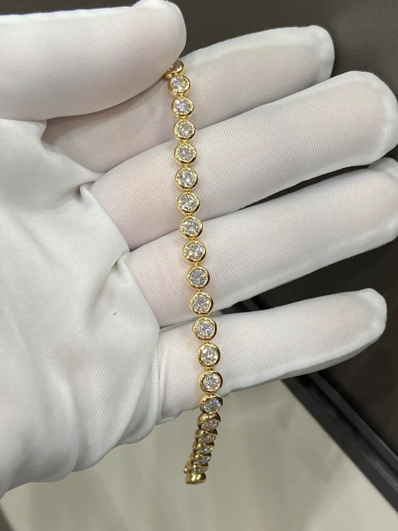 Aureline-Jewelry Bezel Round Lab Grown Diamond Tennis Bracelet