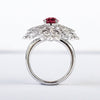 Aureline-Jewelry Lab-Grown Ruby Five-Petal Cocktail Ring In 14K Gold