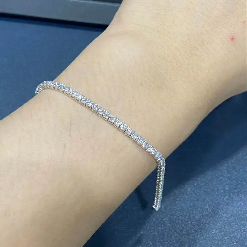 Aureline-Jewelry Each 0.05-carat Round Lab Grown Diamond Tennis Bracelet