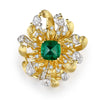 Aureline-Jewelry Lab Grown Emerald and Diamond Brooch 14K Yellow Gold