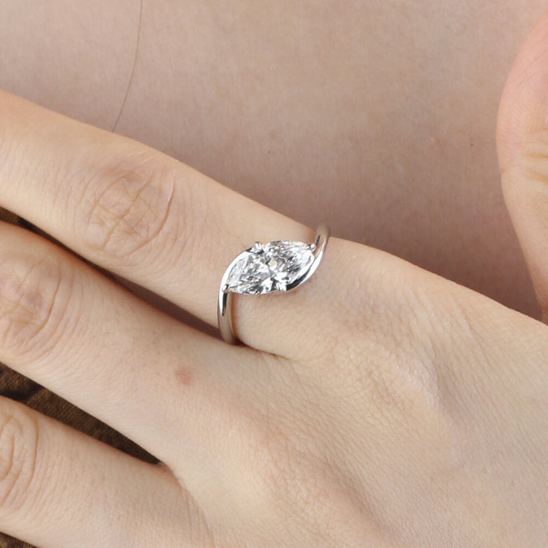 Aureline-Jewelry 1.7 Carat Marquise Lab Diamond Ring 18K Gold