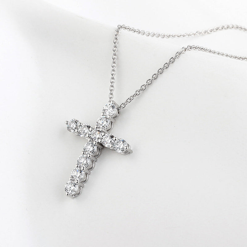 Aureline-Jewelry 1.17 Ct Lab Diamond Cross Necklace 18K Gold