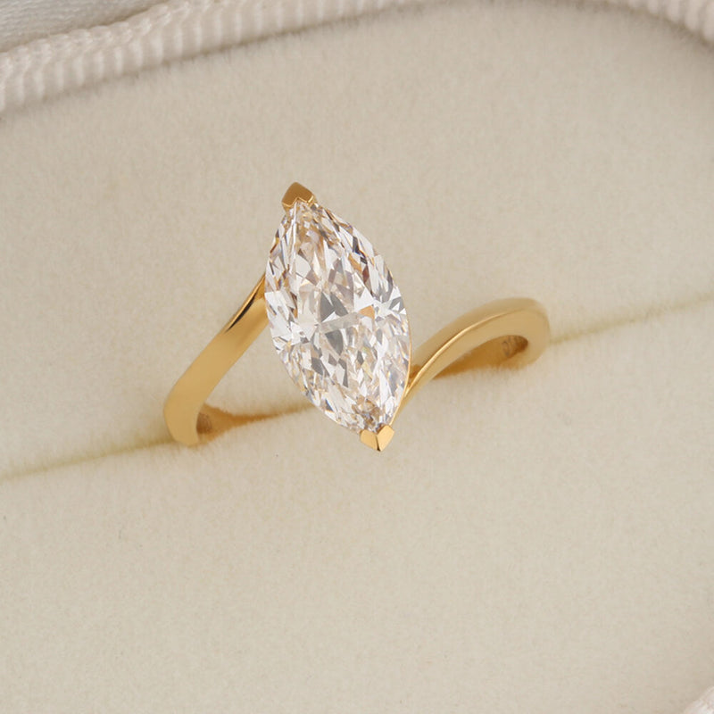 Aureline-Jewelry 1.9 Carat Marquise Lab Diamond Ring 18K Gold