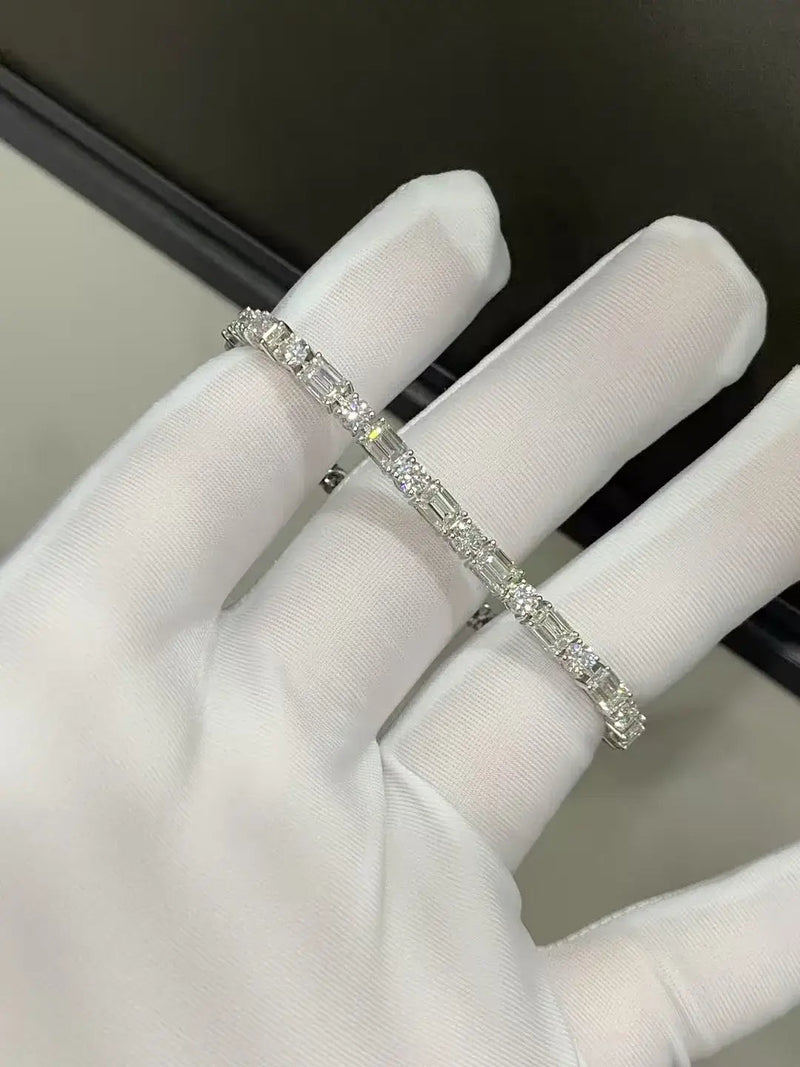 Aureline-Jewelry Each 0.4-carat 0.18-carat Emerald-cut and Round Lab Grown Diamond Tennis Bracelet