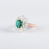 Aureline-Jewelry Oval Cut Lab Ruby And Diamond Halo Cocktail Ring In 14k Gold