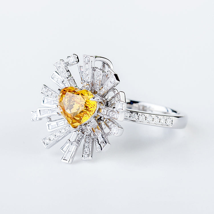 Aureline-Jewelry Ring with Lab-Grown Yellow Sapphire in Irregular Design 14k Gold