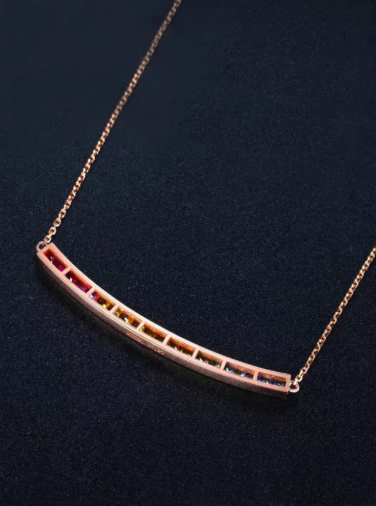 Aureline-Jewelry NOZBO 18K Gold Colored Sapphire Rainbow Smile Necklace