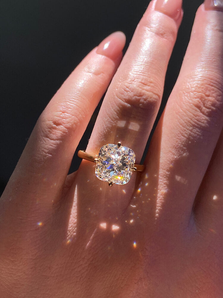 Aureline-Jewelry 5 Carat Cushion Cut Lab Diamond Ring 14K Gold