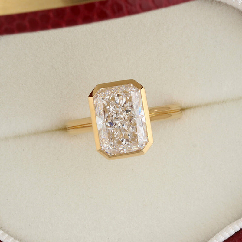 Aureline-Jewelry 4 Carat Lab Diamond Radiant Bezel Ring 14K Gold