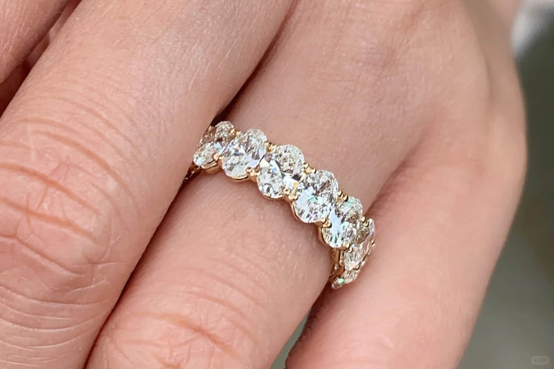 Aureline-Jewelry 4 CTW 21 Stones Oval Lab-Grown Diamond Band Ring