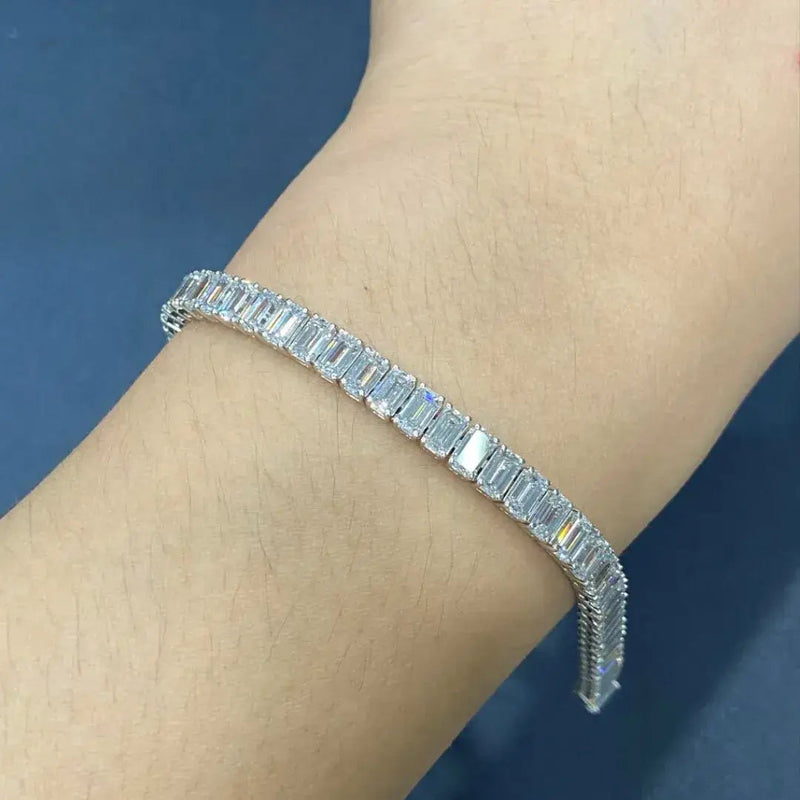 Aureline-Jewelry Each 0.3-carat Emerald-Cut Lab-Grown Diamond Tennis Bracelet in Platinum 950