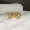 Aureline-Jewelry Vintage Engagement Ring Round Lab Diamond Solitaire Ring Prong Set Anniversary Unique Ring Hand Ribbed