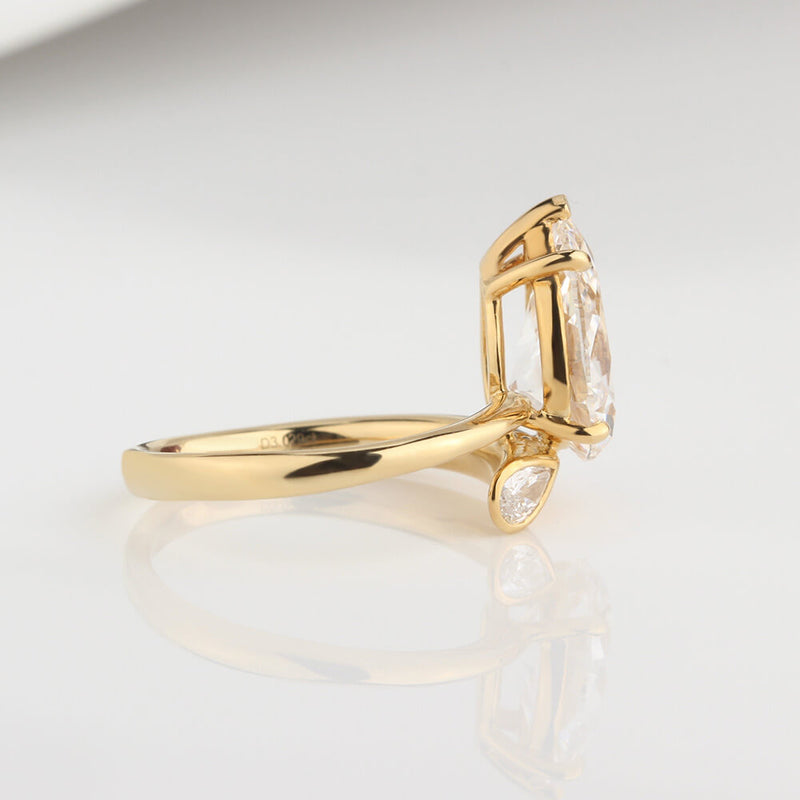 Aureline-Jewelry 3 Carat Pear Lab Diamond Ring 14K Gold