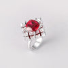 Aureline-Jewelry Lab-Grown Ruby/Emerald and Diamond Ring with White Sapphire In 14k Gold