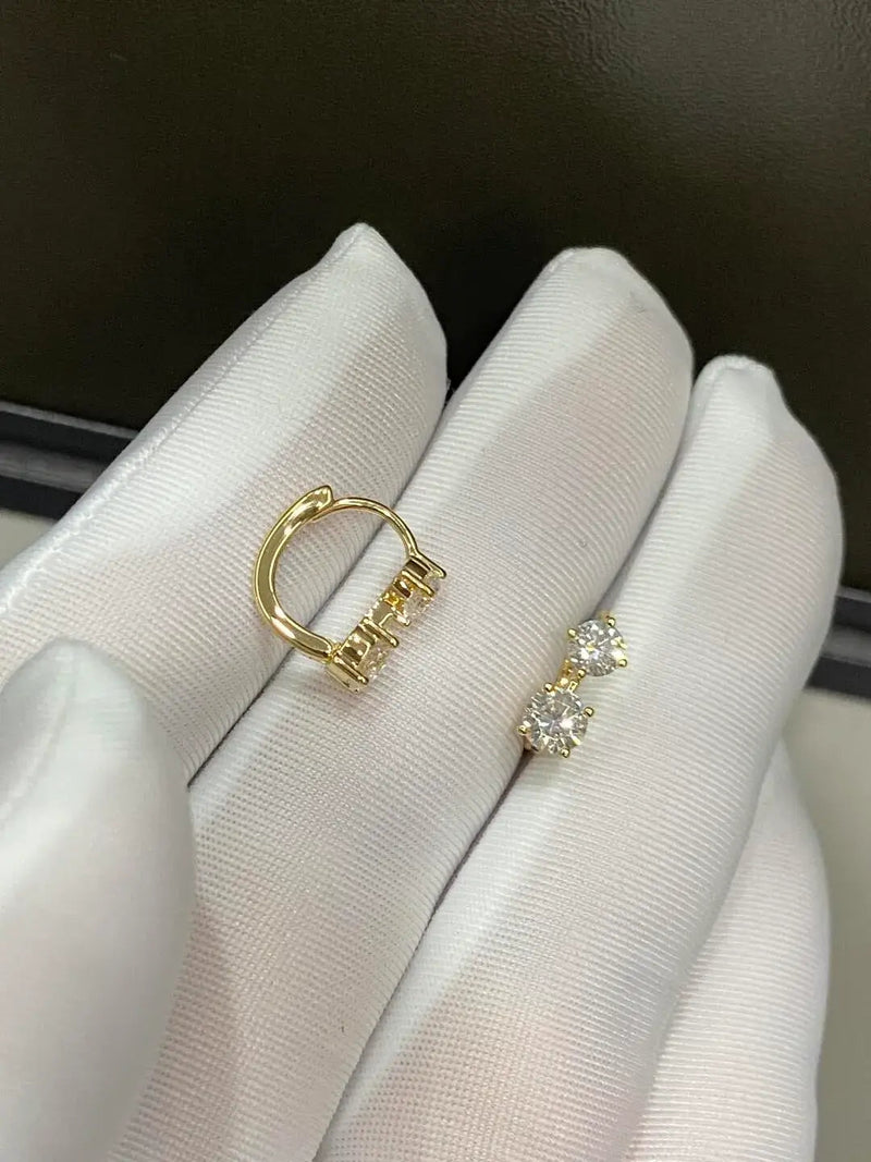Aureline-Jewelry 1.36ctw Double Lab Diamond Hoop Earrings, Round & Princess Cut