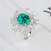 Aureline-Jewelry Lab-Grown Emerald and Diamond Cocktail Ring In 14k Gold