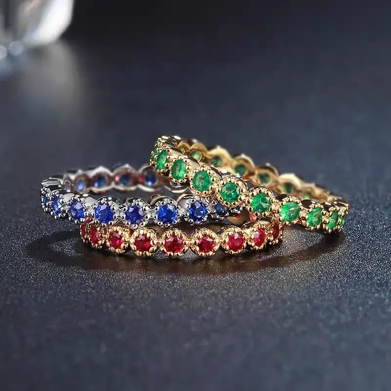 Aureline-Jewelry NOZBO 18K Gold Ruby, Emerald, Sapphire Band Ring