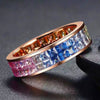 Aureline-Jewelry NOZBO Double Row Rainbow Sapphire Invisible-Set Ring 18K Rose Gold