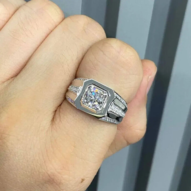 Aureline-Jewelry Round Cut Lab Grown Diamond Men's Engagement Wedding Ring