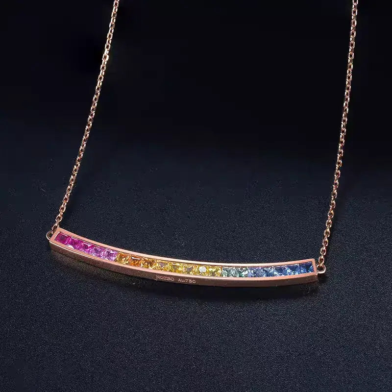 Aureline-Jewelry NOZBO 18K Gold Colored Sapphire Rainbow Smile Necklace