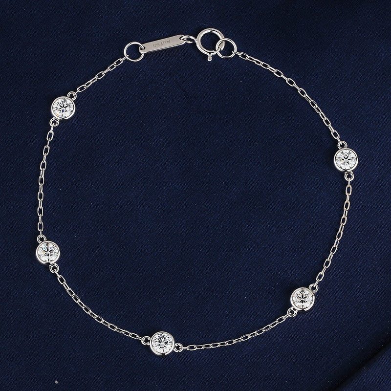 Aureline-Jewelry Five Bezel-Set Lab Diamonds Bracelet In 925 Sliver (3/4 Ct. Tw.)