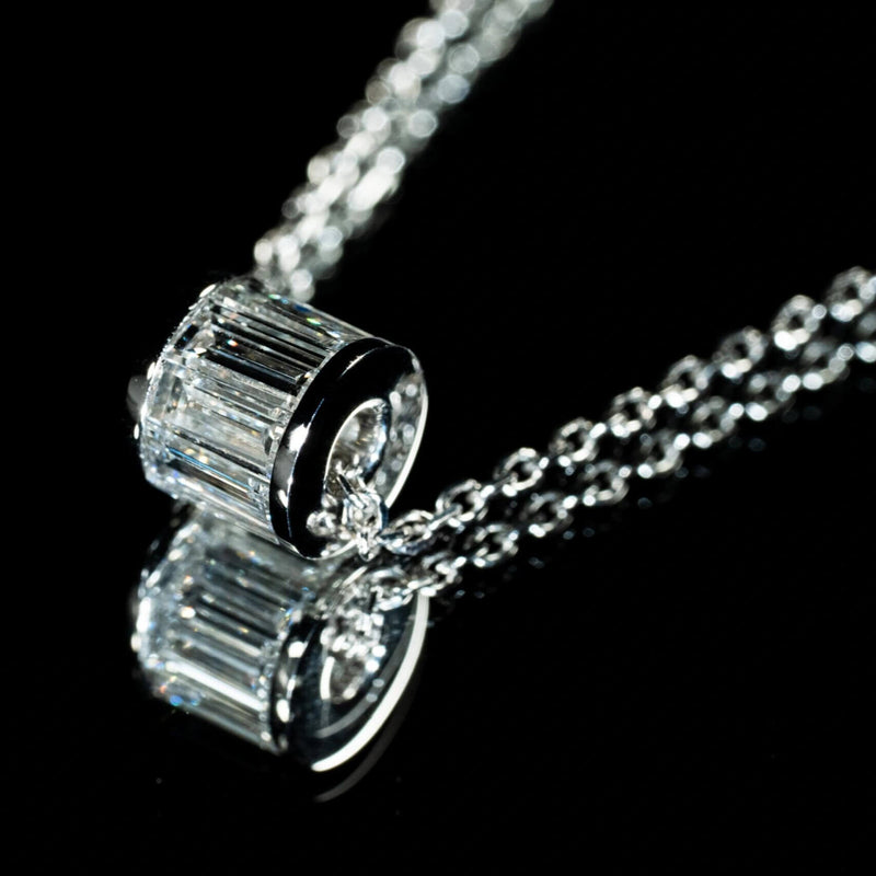 Aureline-Jewelry 1 CT Lab Diamond Cylinder Tube Pendant Necklace 18K Gold