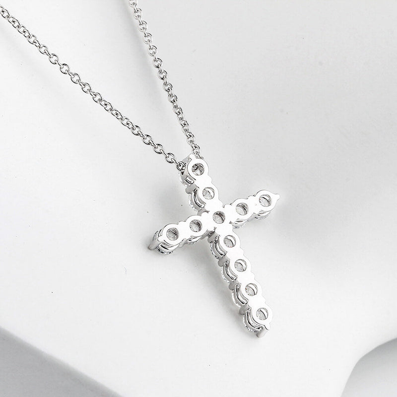 Aureline-Jewelry 1.17 Ct Lab Diamond Cross Necklace 18K Gold