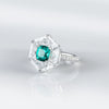 Aureline-Jewelry Lab-Grown Emerald Ring with White Sapphire Mosaic Setting In 14k Gold