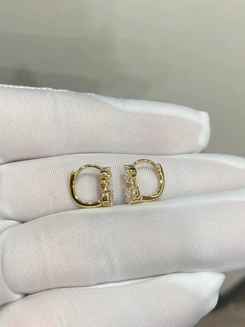 Aureline-Jewelry 1.36ctw Double Lab Diamond Hoop Earrings, Round & Princess Cut