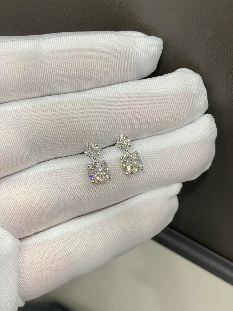 Aureline-Jewelry 1.36ctw Double Lab Diamond Hoop Earrings, Round & Princess Cut