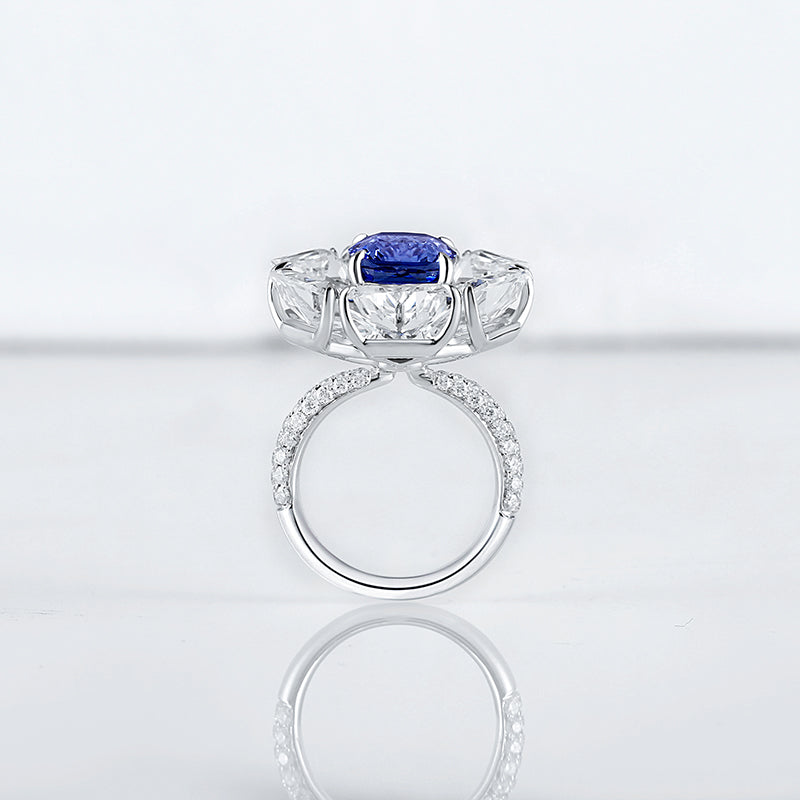 Aureline-Jewelry Lab-Grown Ruby Ring with White Sapphire 14k Gold
