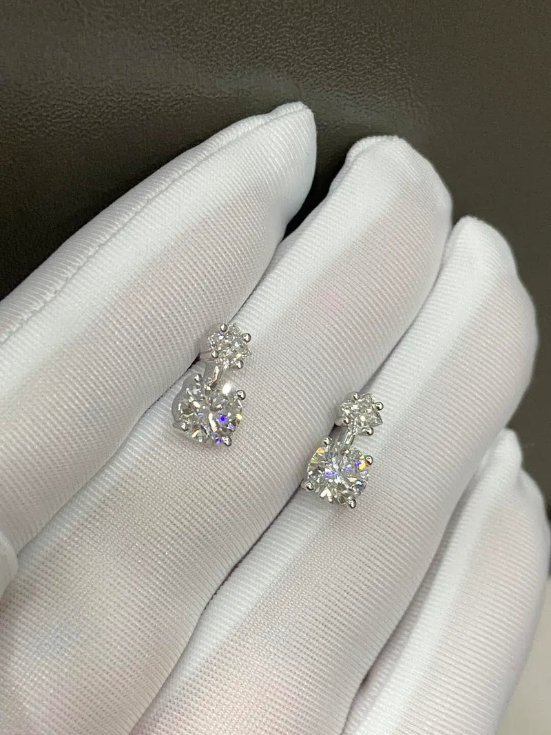 Aureline-Jewelry 1.36ctw Double Lab Diamond Hoop Earrings, Round & Princess Cut