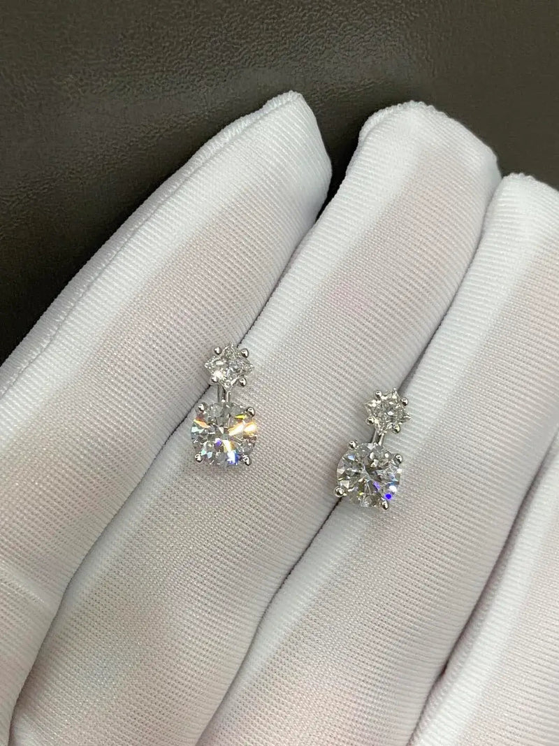 Aureline-Jewelry 1.36ctw Double Lab Diamond Hoop Earrings, Round & Princess Cut
