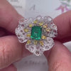 Aureline-Jewelry 2in1 Convertible Green Lab Emerald Diamond Ring&Pendant 14K Gold
