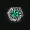 Aureline-Jewelry Lab-Grown Emerald Ring with White Sapphire Mosaic Setting In 14k Gold