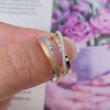 Aureline-Jewelry Twist Two Tone Couple Wedding Bands Set with Lab Diamonds 18K Gold